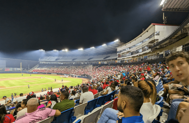 a baseball stadium from the crowd