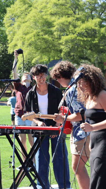 a group of students performing as a band