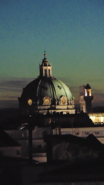 the top of an old Austrian building dome