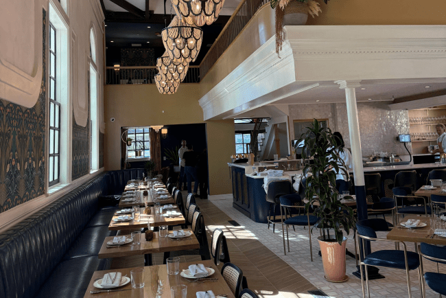 a beautiful restaurant in a renovated church