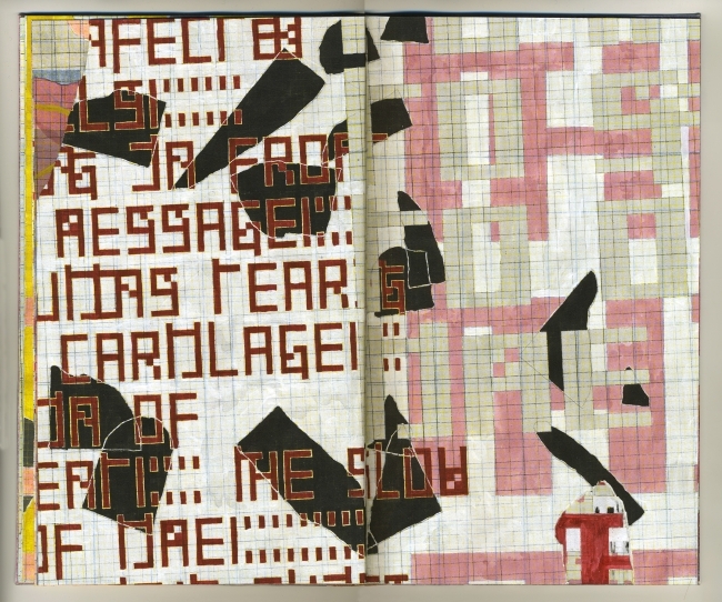 art depicting grids and writing