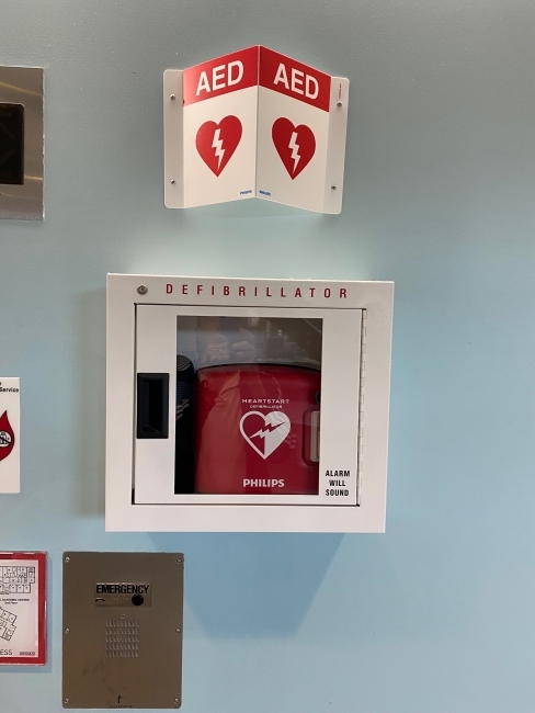Automated External Defibrillator in a building
