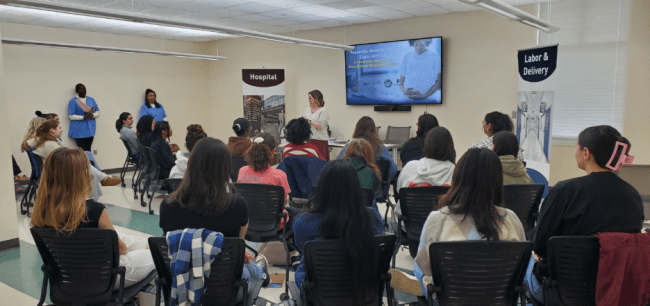a classroom filled with people 