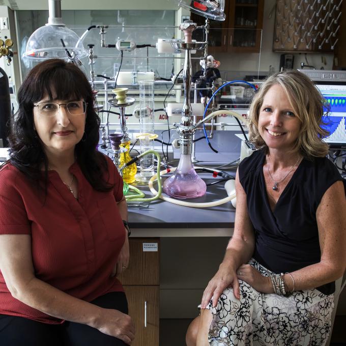 Cindy Hauser and Karen Bernd in the Lab