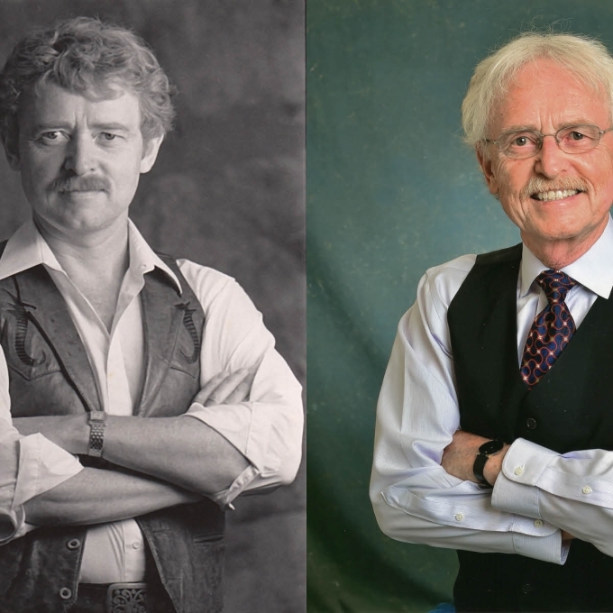 Professional Headshots of Larry Ligo from 40 years ago and now, side by side
