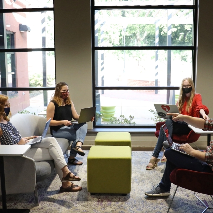 College Crisis Initiative Students and Chris Marsicano Meet Masked at Hub