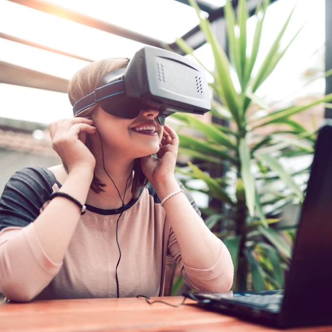 Female with Virtual Reality Headset