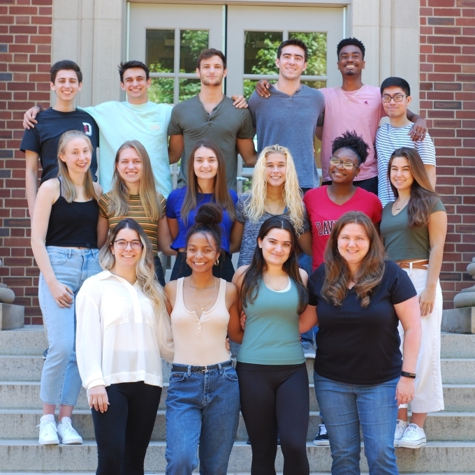 Group of Davidson students on stairs of Chambers building