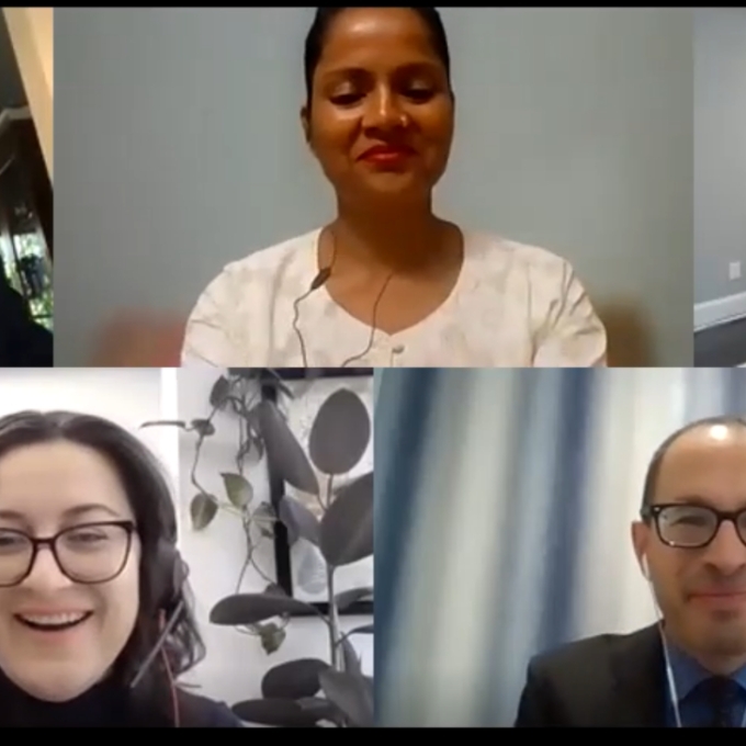Eric Spanberg, Jaya Jha, Eric Freedman, Katia Dmitrieva, Richard Rubin Zoom Squares