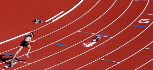 Lisa and Jeff Case Track & Field Complex runner on the track