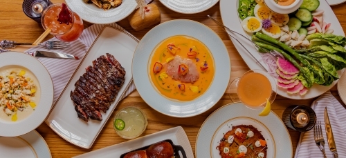 a table covered with delicious food