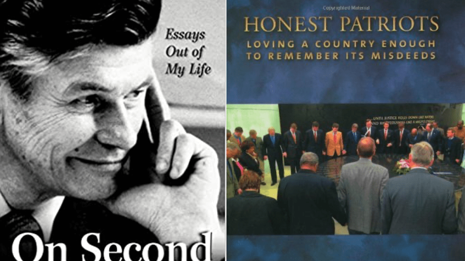 two book covers side by side written by Don Shriver '51