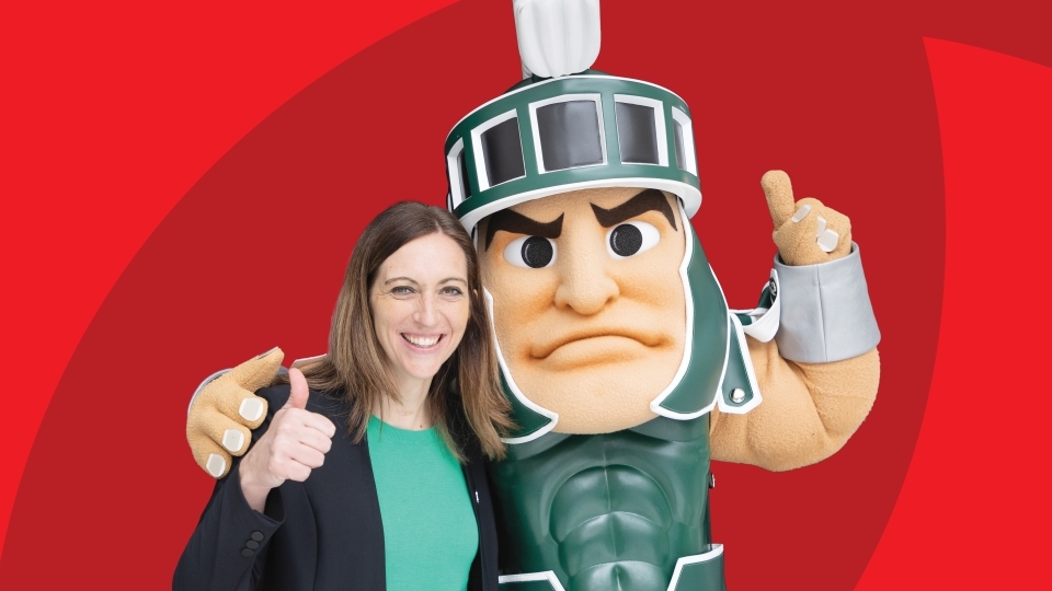 Flewlaird and Michigan State University mascot