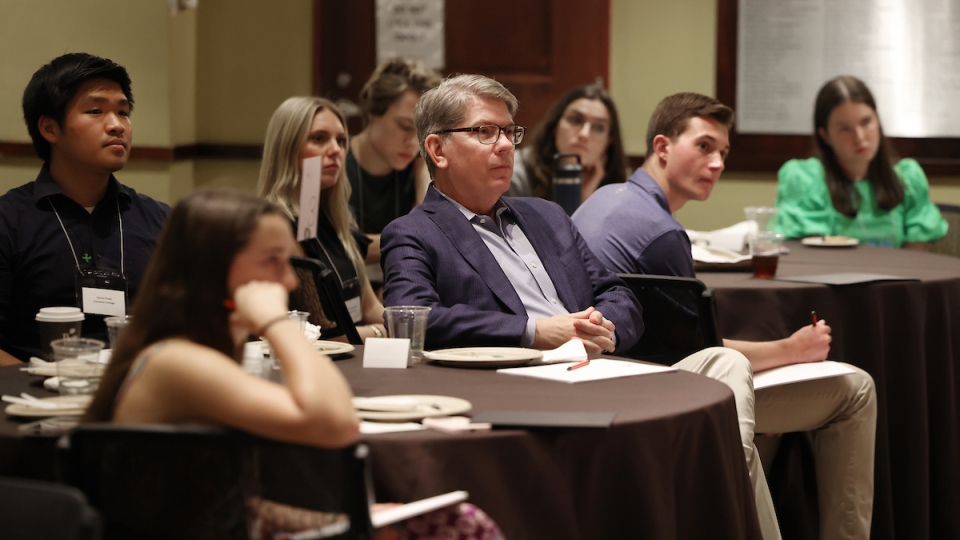 Doug Hicks with attendees of the national convening of honor councils 