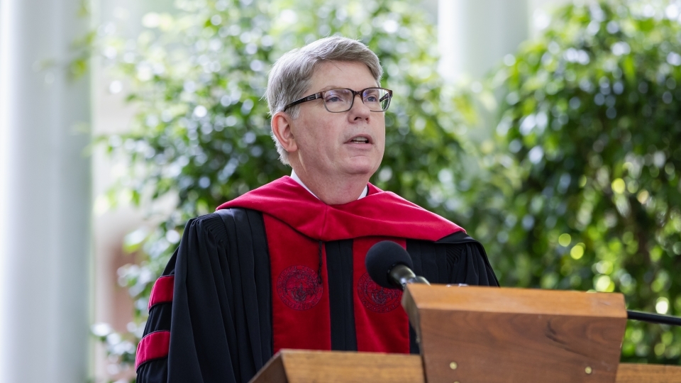 Commencement 2025 Doug Hicks speaking