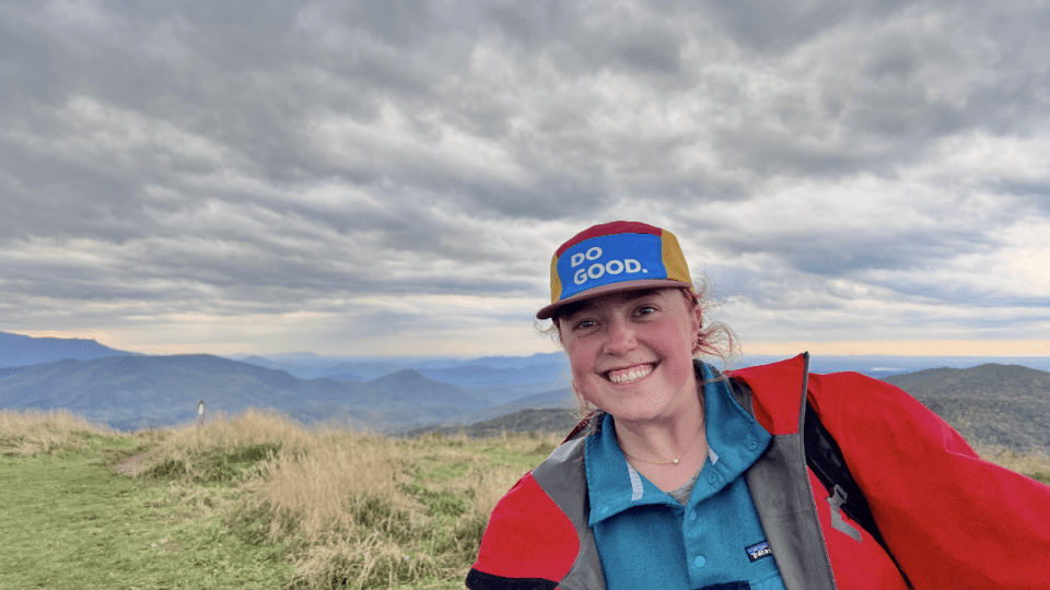 Caitlin Stehn ’24 with a big sky behind her