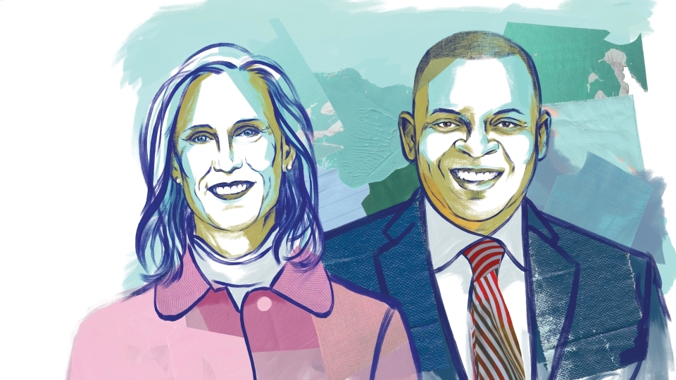 a painting of a woman and a man smiling