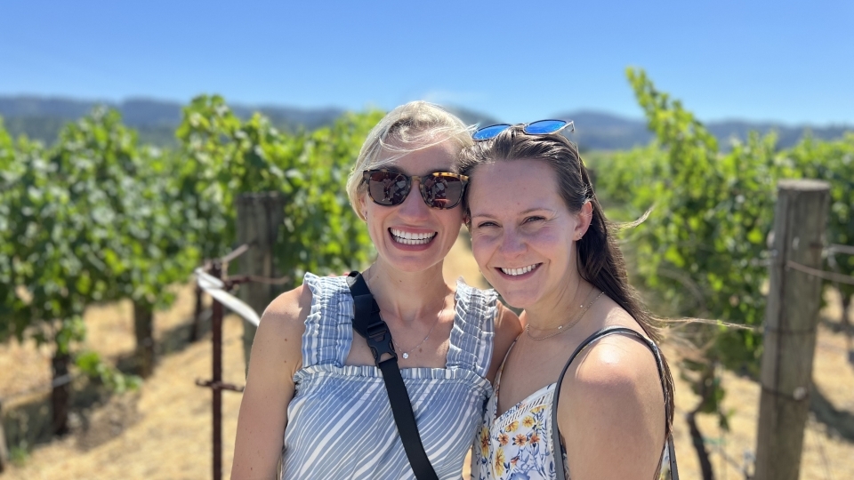 Lauren with classmate Katie Lew McGuire ’16 in Sonoma