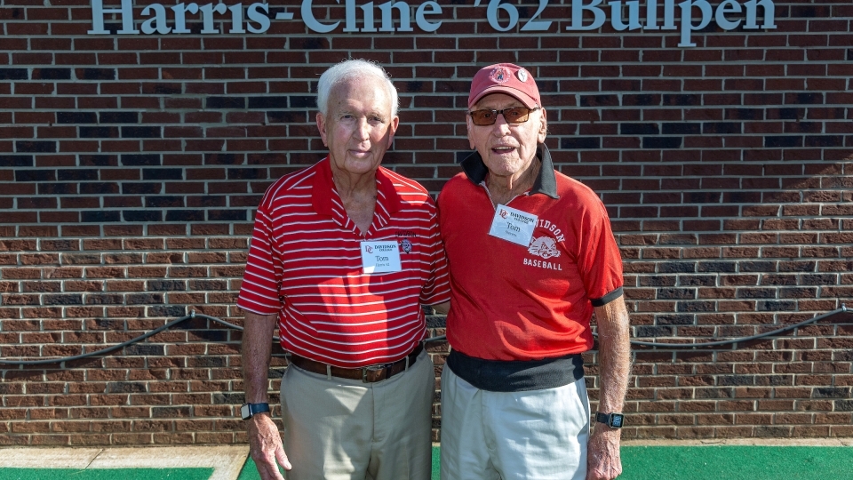 First one is Tom Harris ’62 (left) with his 95-year-old coach, Tom Stevens (right)