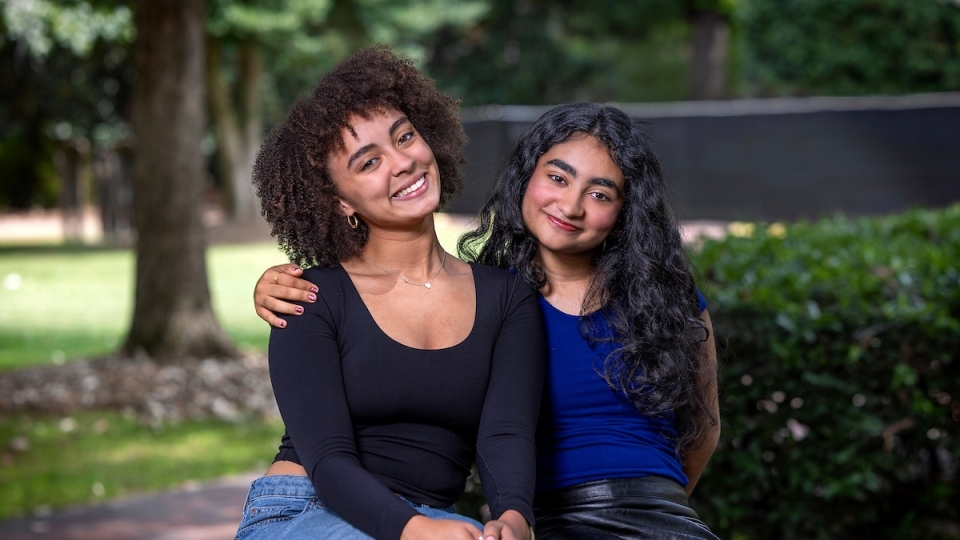 dancer Aiyana Thornton ’29 and theatre production manager Aishya Pillai ’29