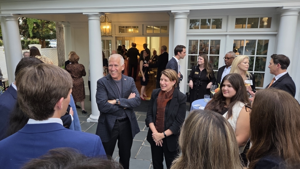 U.S. Senators Thom Tillis and Amy Klobuchar at Davidson College speaking to students