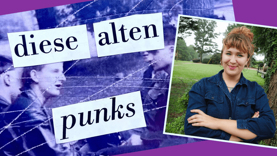 A collage of Diese Alten Punks (documentary title card) and Courtney Lassiter