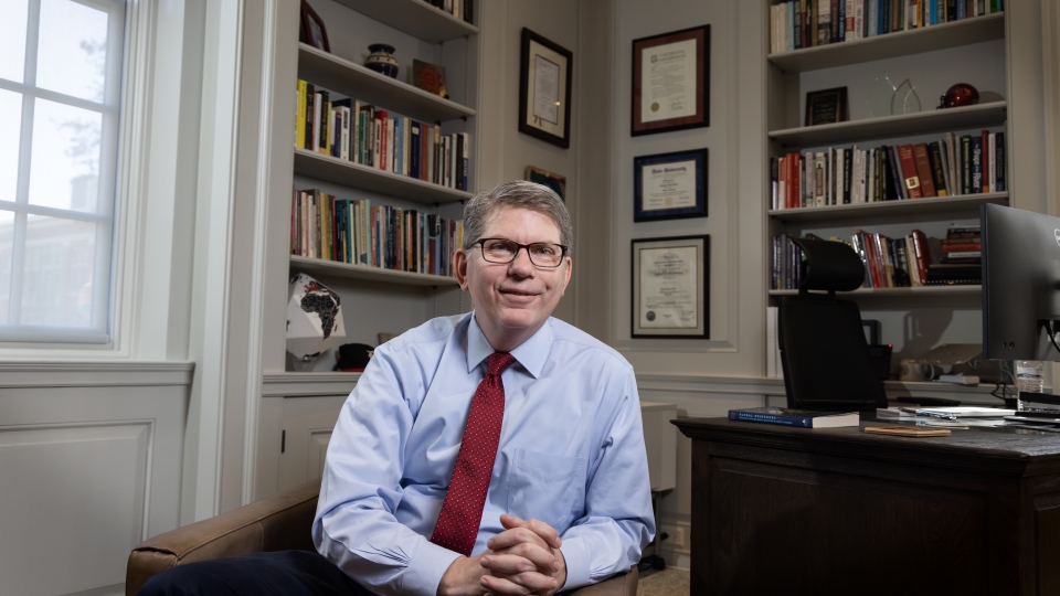 President Douglas Hicks in his office