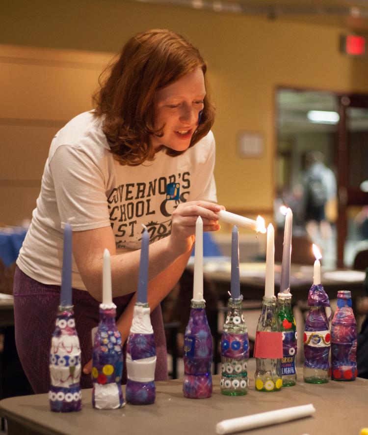 Students Lighting Candles During Hanukkah Celebration