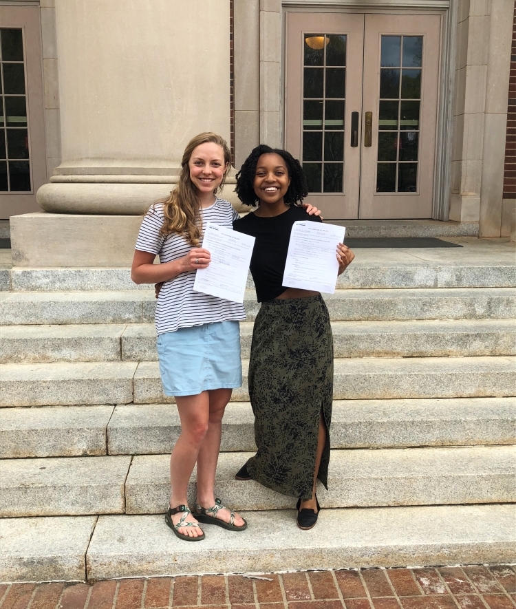 Kayla Edwards and Adde Sharp outside Chambers