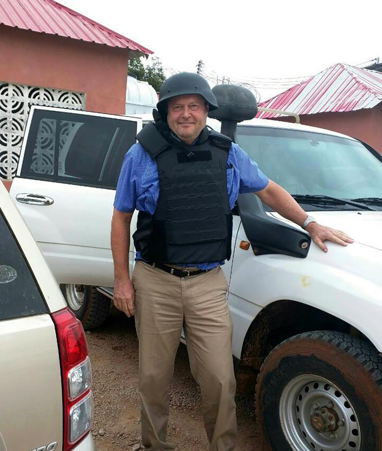 Ken Menkhaus in Kismayo in Bulletproof Vest and Helmet