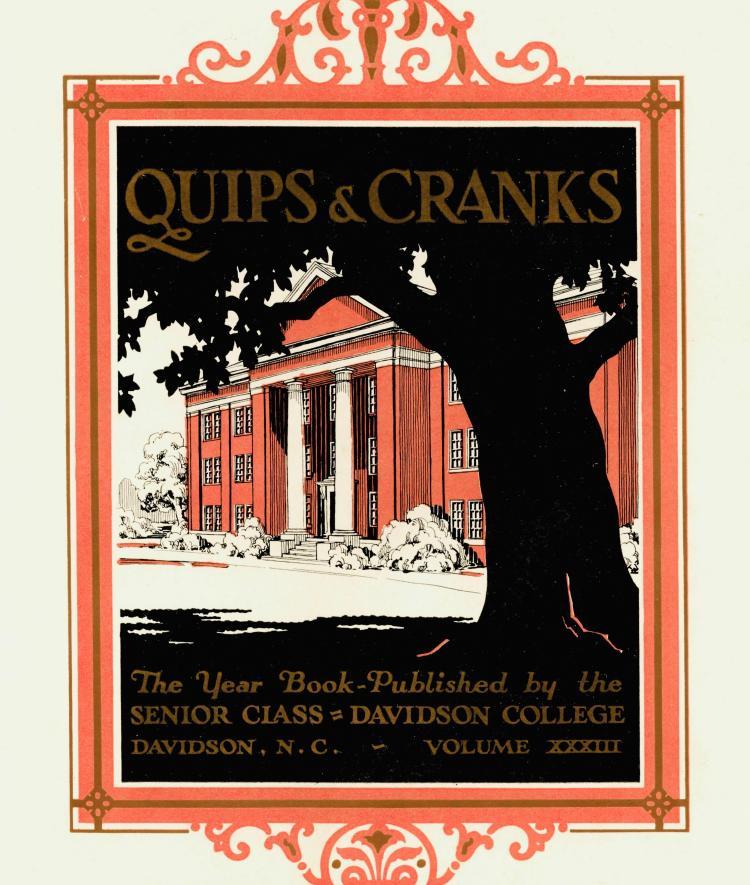 College yearbook "Quips & Cranks" book cover from 1930