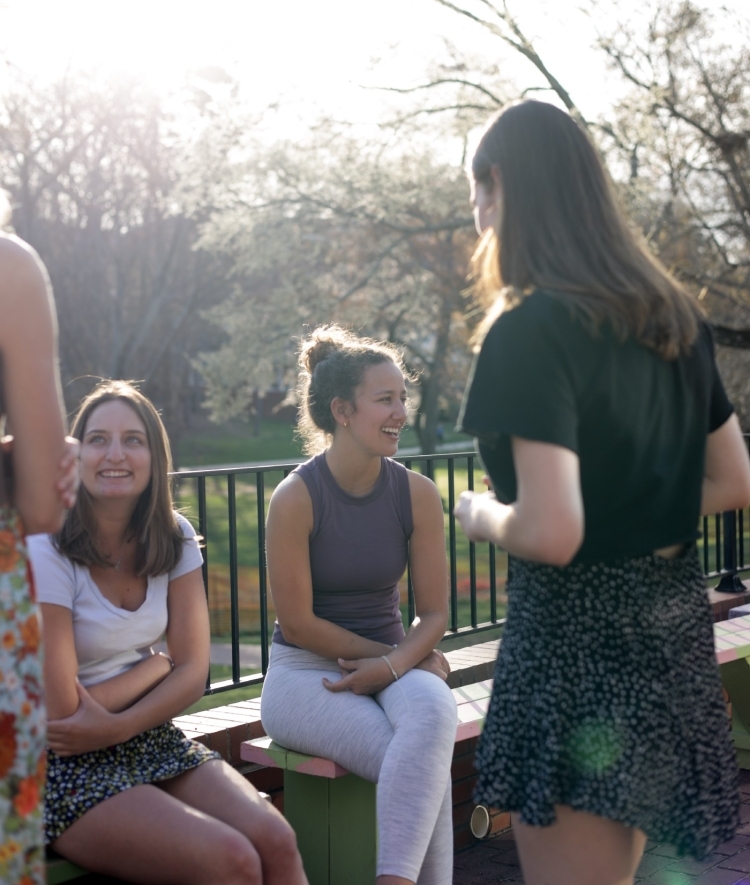 group of women on porch