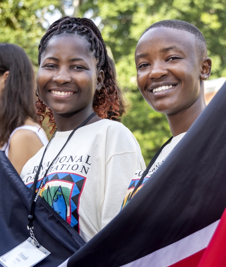 group of students with flag