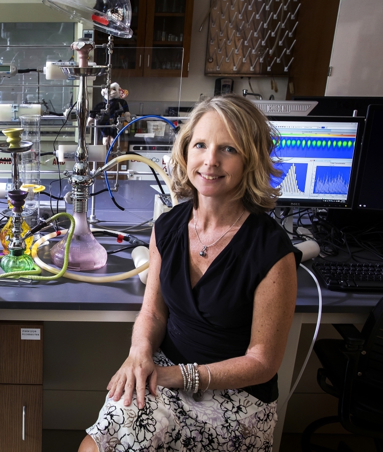 Cindy Hauser in Hookah Lab with computer and equipment in background