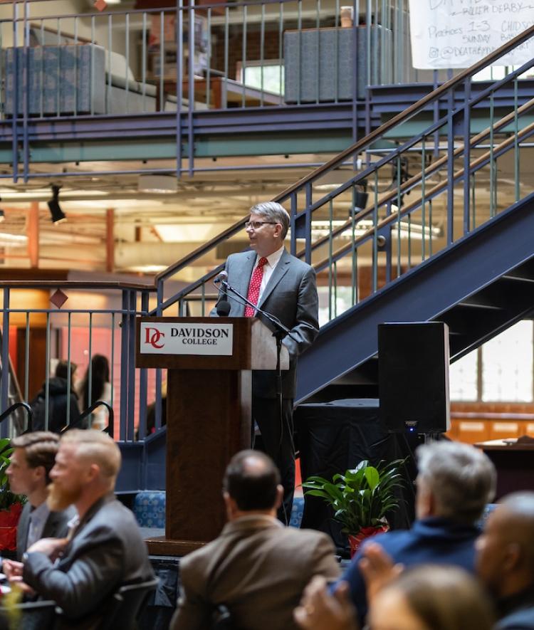 Davidson College President Doug Hicks ’90 speaks at Anthony Foxx Omicron Delta Kappa Award Celebration