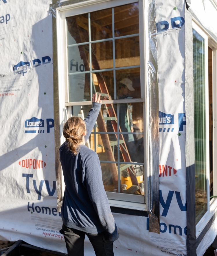 Student installing window