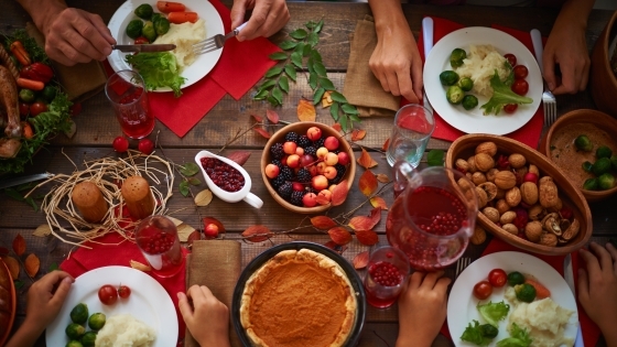 Friendsgiving Table with people eating