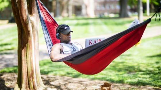 Roy Toston '20 in hammock