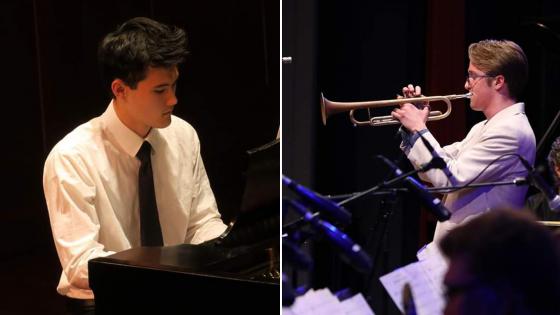 Andrew Wright, left on piano and Gabriel Hansen, right on trumpet