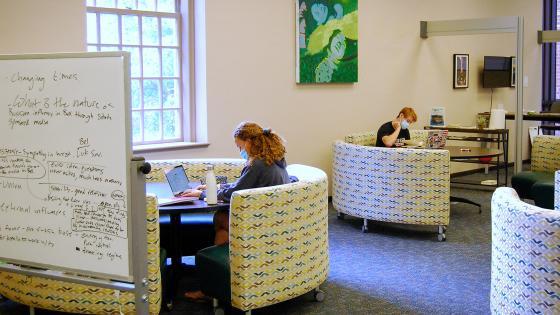 Students Studying in the Library with Masks