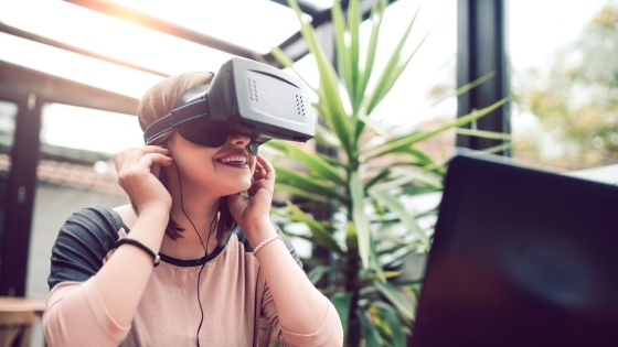 Female with Virtual Reality Headset