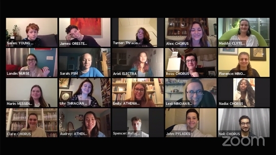 Zoom call with cast members of "The Refugees" reading the script