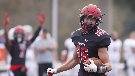 Davidson Football Player Runs with Ball