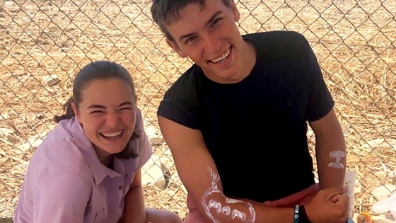 Harrison Dinsbeer and Caroline Webster in Greece