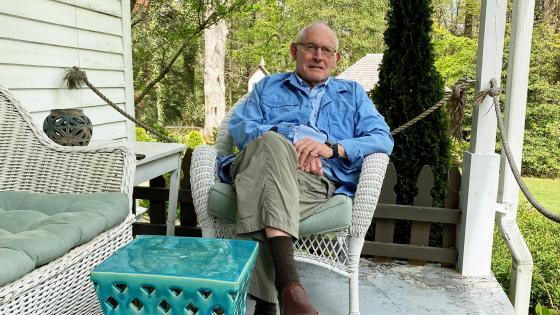 Charles Cornwell ’61 on house porch