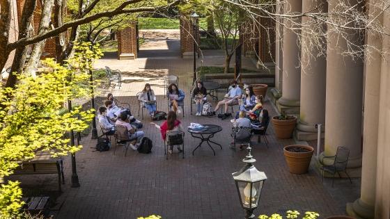 Campus Scenes outside classroom in the courtyard