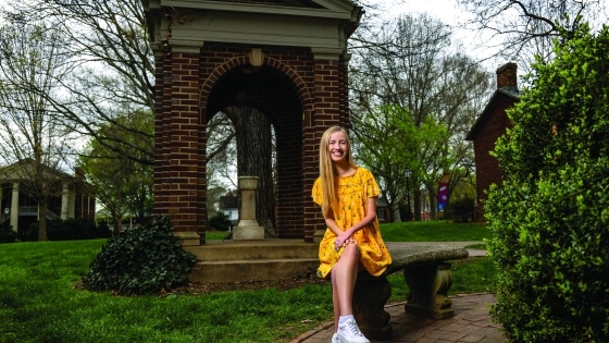 Sarah Todd Hammer in front of The Well