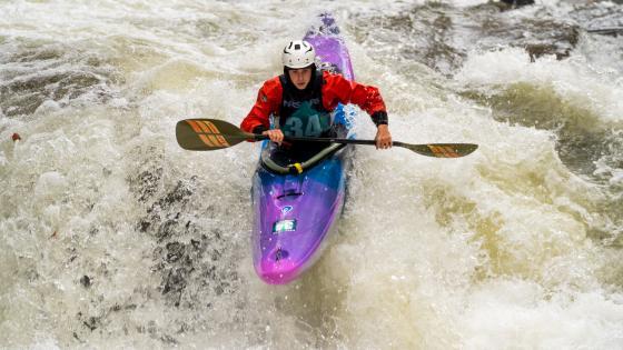 Ben Atherton '26 kayaks Green River Race