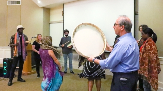 Iranian musician Shahram Mazhari with students