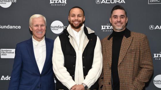 McKillop, Curry and Richards standing together at Sundance Film Premiere